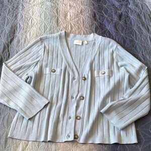 Cyrus Sky Blue Ribbed Cardigan
